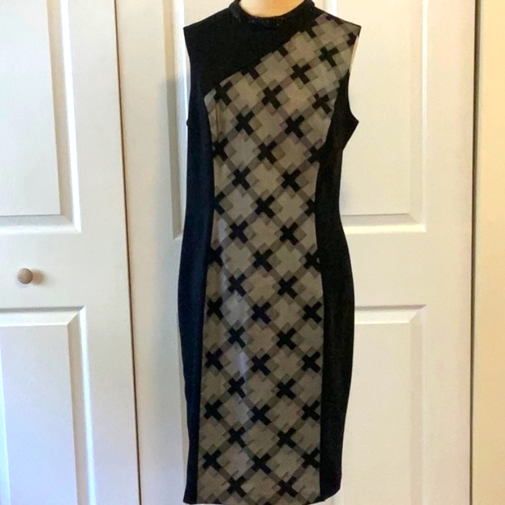 PAMELLA-Pamella Roland Vintage Blk Dress- Sz 12- Sleeveless-Below Knee- Zip Back